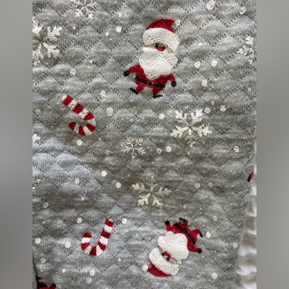Adorable Gray Santa Print Kids Footie - Picture 3 of 4